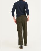 Pantalon en Coton Bio Pull On imprimé pied-de-poule marron/bleu